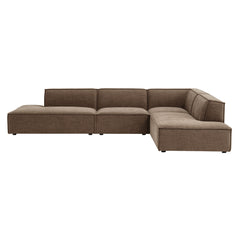 Restore Mocha 4-Piece Performance Fabric Upholstered Modular L-Shaped Armless Sectional Sofa - Ornate Home