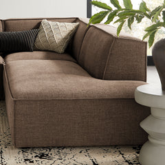 Restore Mocha 4-Piece Performance Fabric Upholstered Modular L-Shaped Armless Sectional Sofa - Ornate Home