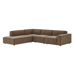 Restore Mocha 4-Piece Performance Fabric Upholstered Modular L-Shaped Sofa - 96.5x117.3" - Ornate Home