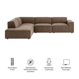 Restore Mocha 4-Piece Performance Fabric Upholstered Modular L-Shaped Sofa - 96.5x117.3" - Ornate Home