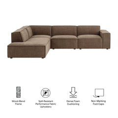 Restore Mocha 4-Piece Performance Fabric Upholstered Modular L-Shaped Sofa - 96.5x117.3" - Ornate Home