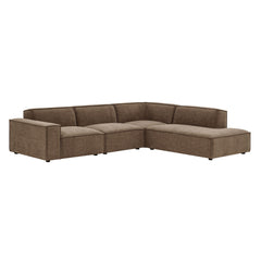Restore Mocha 4-Piece Performance Fabric Upholstered Modular L-Shaped Sofa - 96.5x117.3x28" - Ornate Home