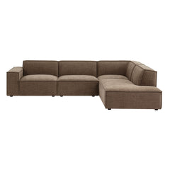 Restore Mocha 4-Piece Performance Fabric Upholstered Modular L-Shaped Sofa - 96.5x117.3x28" - Ornate Home