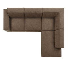 Restore Mocha 4-Piece Performance Fabric Upholstered Modular L-Shaped Sofa - 96.5x117.3x28" - Ornate Home