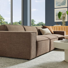 Restore Mocha 4-Piece Performance Fabric Upholstered Modular Sofa Set with Ottoman - Ornate Home