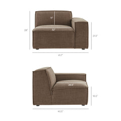 Restore Mocha 4-Piece Performance Fabric Upholstered Modular Sofa Set with Ottoman - Ornate Home
