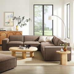 Restore Mocha 5-Piece Performance Fabric Upholstered Modular L-Shaped Sofa - Ornate Home