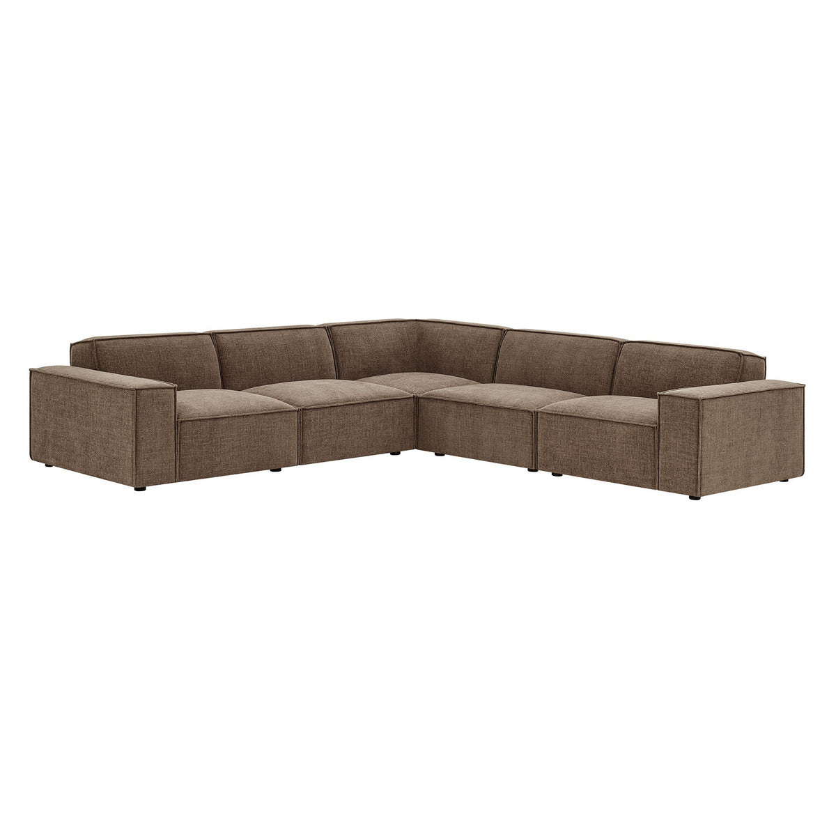 Restore Mocha 5-Piece Performance Fabric Upholstered Modular L-Shaped Sofa - Ornate Home