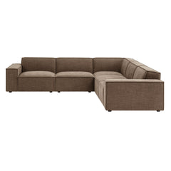 Restore Mocha 5-Piece Performance Fabric Upholstered Modular L-Shaped Sofa - Ornate Home