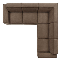 Restore Mocha 5-Piece Performance Fabric Upholstered Modular L-Shaped Sofa - Ornate Home