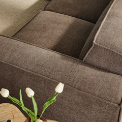 Restore Mocha 5-Piece Performance Fabric Upholstered Modular L-Shaped Sofa - Ornate Home