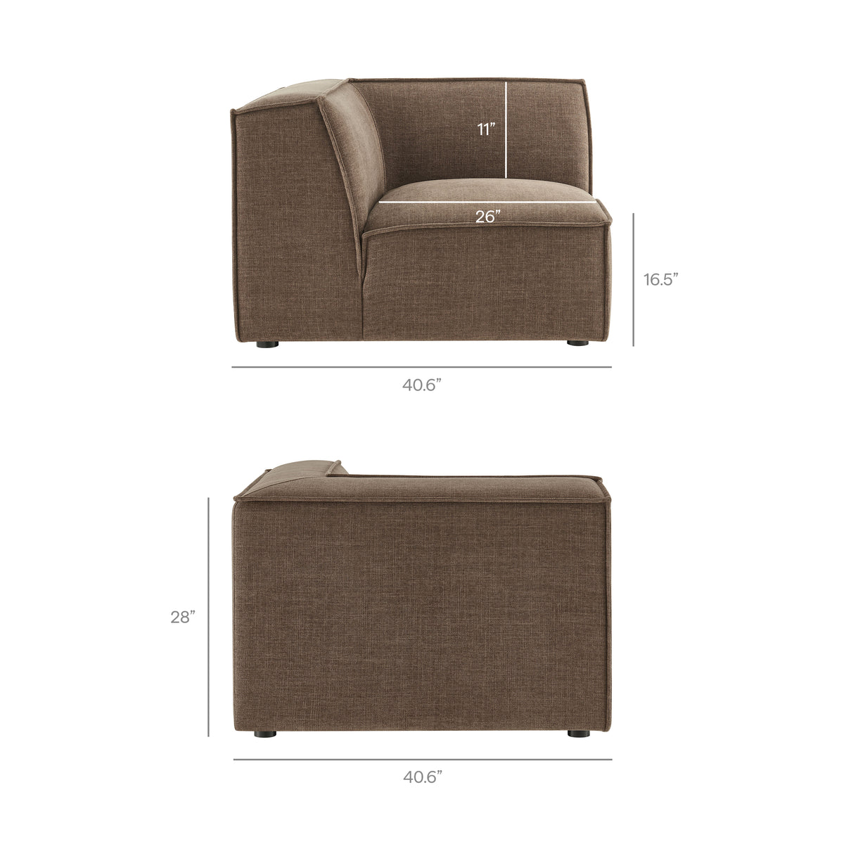Restore Mocha 5-Piece Performance Fabric Upholstered Modular L-Shaped Sofa - Ornate Home