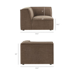 Restore Mocha 5-Piece Performance Fabric Upholstered Modular L-Shaped Sofa - Ornate Home
