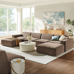 Restore Mocha 6-Piece Performance Fabric Upholstered Modular Sectional Sofa - Ornate Home