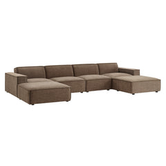 Restore Mocha 6-Piece Performance Fabric Upholstered Modular Sectional Sofa - Ornate Home