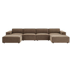 Restore Mocha 6-Piece Performance Fabric Upholstered Modular Sectional Sofa - Ornate Home