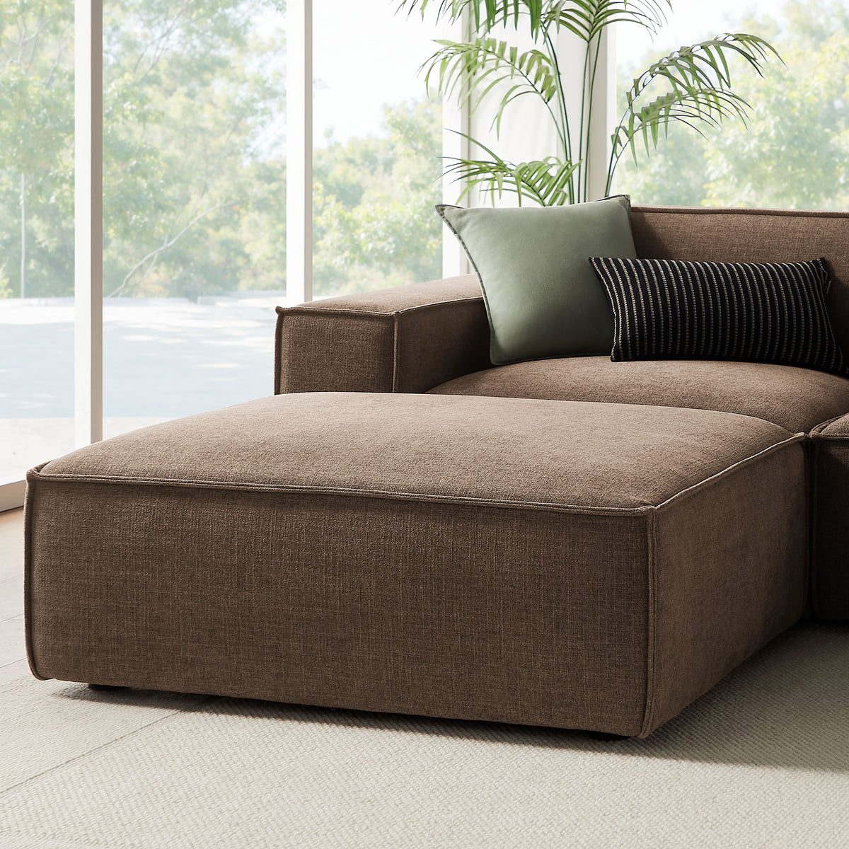 Restore Mocha 6-Piece Performance Fabric Upholstered Modular Sectional Sofa - Ornate Home
