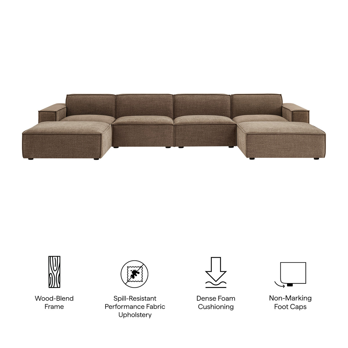 Restore Mocha 6-Piece Performance Fabric Upholstered Modular Sectional Sofa - Ornate Home