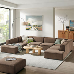 Restore Mocha 6-Piece Performance Fabric Upholstered U-Shaped Sectional Sofa - Ornate Home