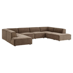 Restore Mocha 6-Piece Performance Fabric Upholstered U-Shaped Sectional Sofa - Ornate Home