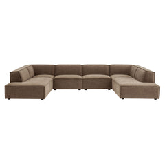 Restore Mocha 6-Piece Performance Fabric Upholstered U-Shaped Sectional Sofa - Ornate Home