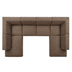 Restore Mocha 6-Piece Performance Fabric Upholstered U-Shaped Sectional Sofa - Ornate Home