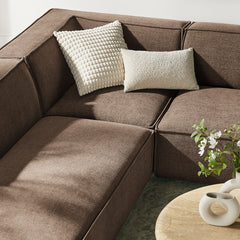 Restore Mocha 6-Piece Performance Fabric Upholstered U-Shaped Sectional Sofa - Ornate Home