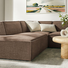 Restore Mocha 6-Piece Performance Fabric Upholstered U-Shaped Sectional Sofa - Ornate Home