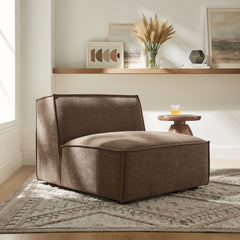 Restore Mocha Performance Fabric Upholstered Armless Modular Chair - Ornate Home