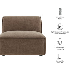 Restore Mocha Performance Fabric Upholstered Armless Modular Chair - Ornate Home