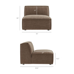 Restore Mocha Performance Fabric Upholstered Armless Modular Chair - Ornate Home