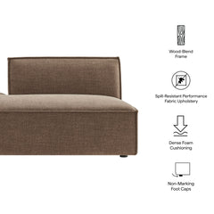 Restore Mocha Performance Fabric Upholstered Left-Facing Armless Modular Chaise - Ornate Home
