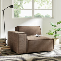 Restore Mocha Performance Fabric Upholstered Left-Facing Modular Lounge Chair - Ornate Home