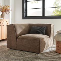 Restore Mocha Performance Fabric Upholstered Modular Corner Chair - Ornate Home