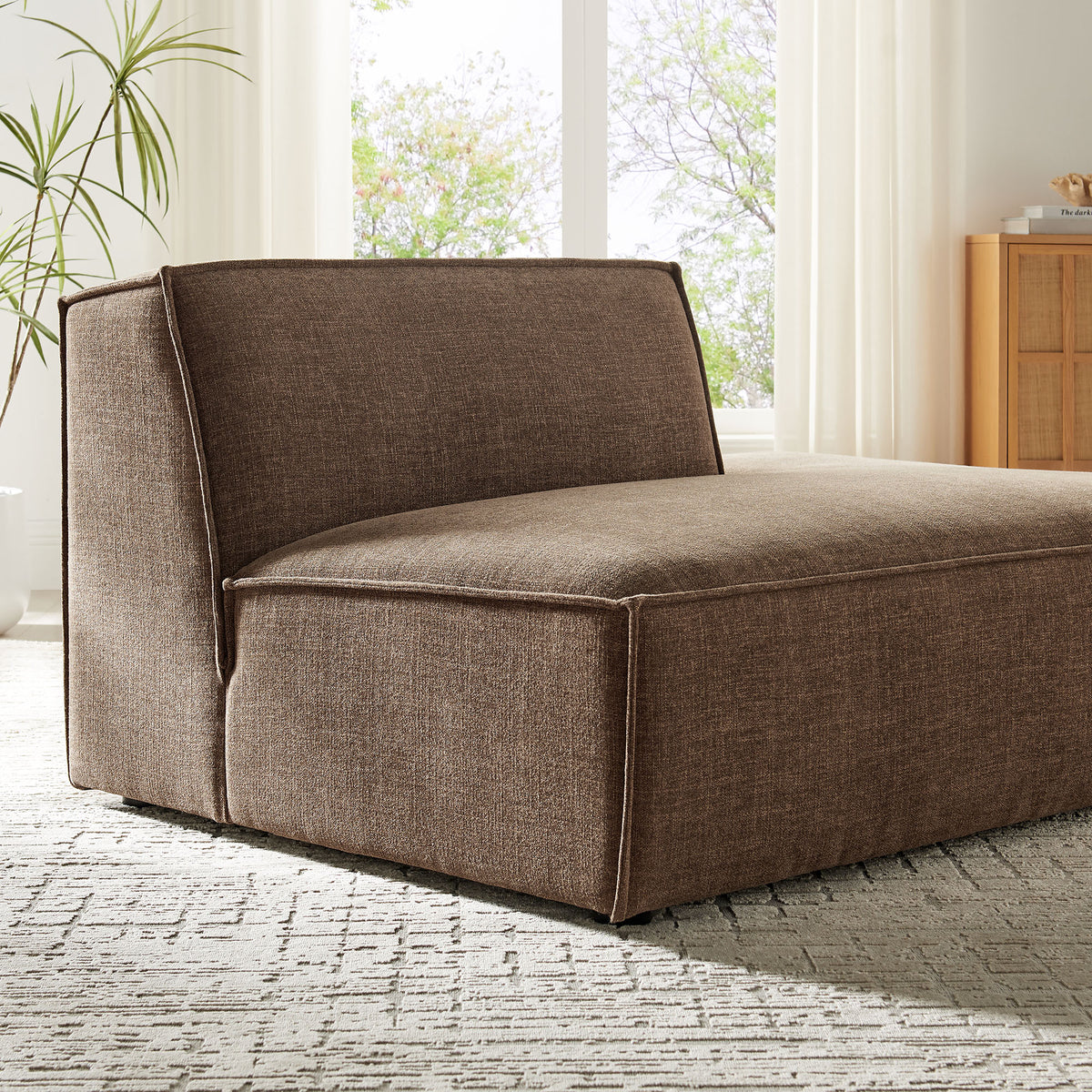 Restore Mocha Performance Fabric Upholstered Right-Facing Armless Modular Chaise - Ornate Home