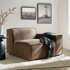 Restore Mocha Performance Fabric Upholstered Right-Facing Modular Lounge Chair - Ornate Home