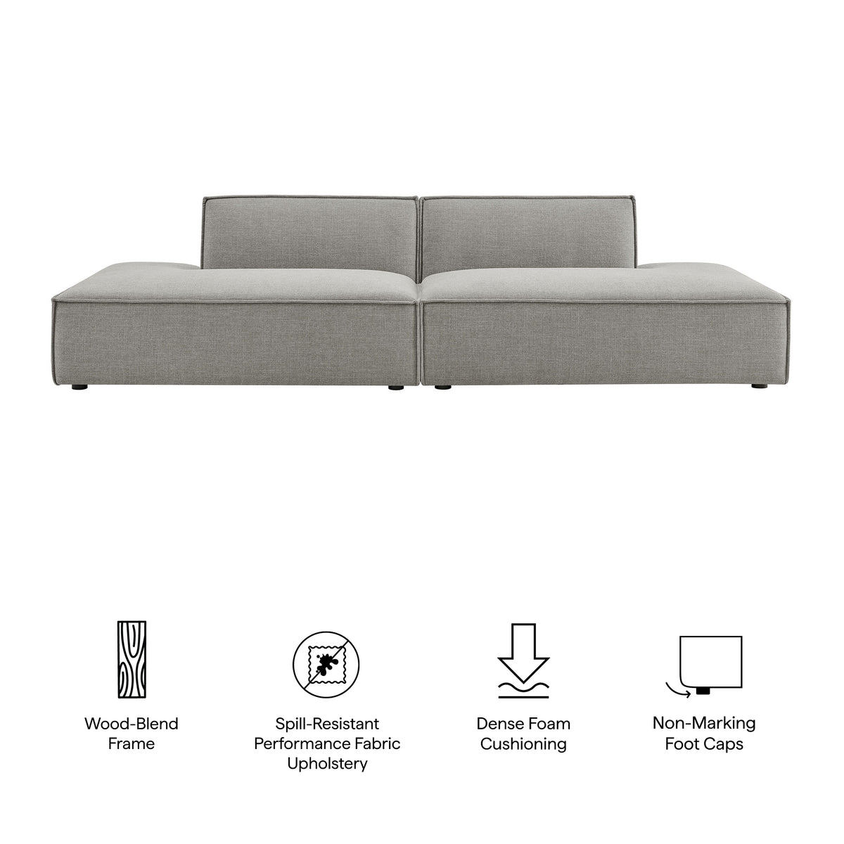 Restore Pewter 2-Piece Performance Fabric Upholstered Modular Loveseat - 40.5x112" - Ornate Home