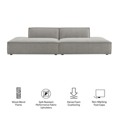 Restore Pewter 2-Piece Performance Fabric Upholstered Modular Loveseat - 40.5x112" - Ornate Home