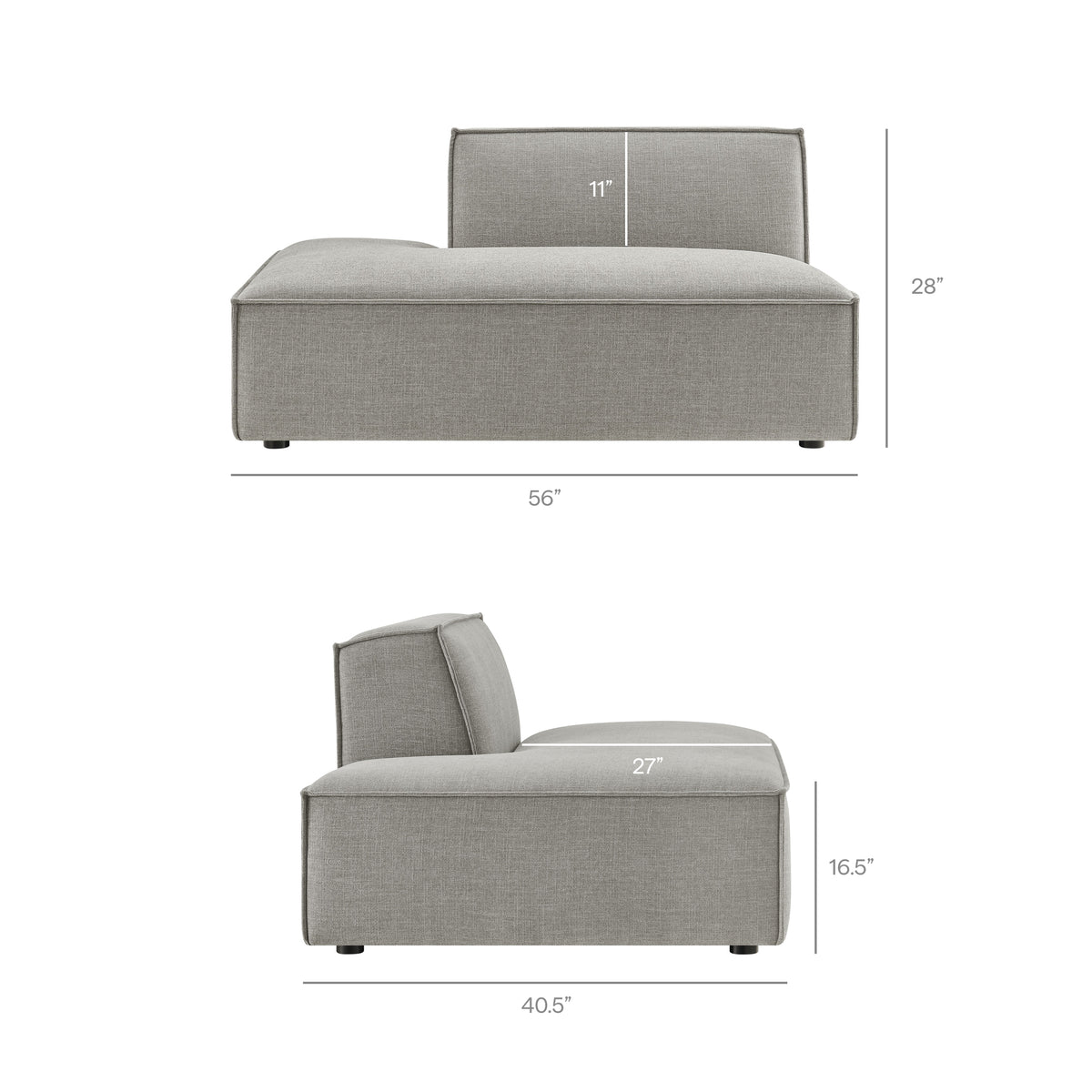 Restore Pewter 2-Piece Performance Fabric Upholstered Modular Loveseat - 40.5x112" - Ornate Home