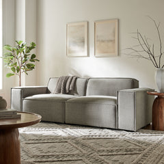 Restore Pewter 2-Piece Performance Fabric Upholstered Modular Loveseat - 40.6x83.4" - Ornate Home