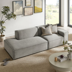 Restore Pewter 2-Piece Performance Fabric Upholstered Modular Loveseat - 40.6x97.7" - Ornate Home