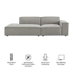Restore Pewter 2-Piece Performance Fabric Upholstered Modular Loveseat - 40.6x97.7" - Ornate Home
