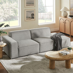 Restore Pewter 2-Piece Performance Fabric Upholstered Modular Loveseat - 40.6x97.7x28" - Ornate Home