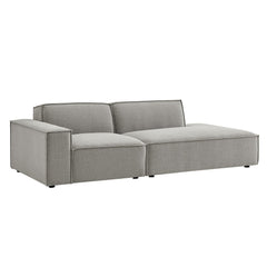 Restore Pewter 2-Piece Performance Fabric Upholstered Modular Loveseat - 40.6x97.7x28" - Ornate Home