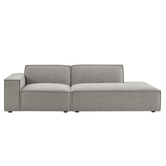 Restore Pewter 2-Piece Performance Fabric Upholstered Modular Loveseat - 40.6x97.7x28" - Ornate Home