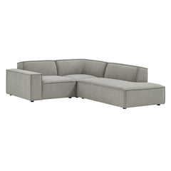 Restore Pewter 3-Piece Performance Fabric Upholstered Modular L-Shaped Sectional Sofa - 82.3x96.6" - Ornate Home