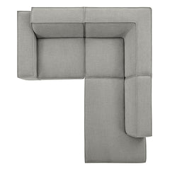 Restore Pewter 3-Piece Performance Fabric Upholstered Modular L-Shaped Sectional Sofa - 82.3x96.6" - Ornate Home