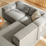 Restore Pewter 3-Piece Performance Fabric Upholstered Modular L-Shaped Sectional Sofa - 82.3x96.6" - Ornate Home