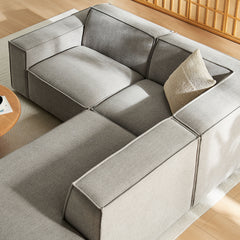 Restore Pewter 3-Piece Performance Fabric Upholstered Modular L-Shaped Sectional Sofa - 82.3x96.6" - Ornate Home