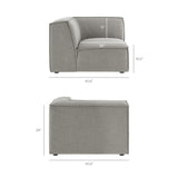 Restore Pewter 3-Piece Performance Fabric Upholstered Modular L-Shaped Sectional Sofa - 82.3x96.6" - Ornate Home
